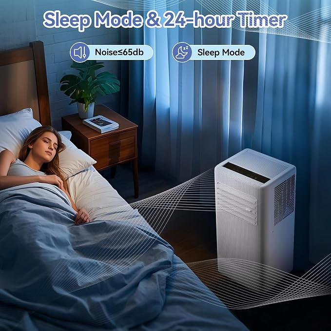 8000 BTU Portable Air Conditioner - 3 in-1 Cooling Unit with Remote, LED Display & 24H Timer, Free Standing AC for Rooms Up