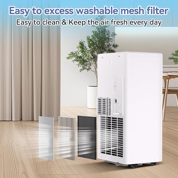 8000 BTU Portable Air Conditioner - 3 in-1 Cooling Unit with Remote, LED Display & 24H Timer, Free Standing AC for Rooms Up