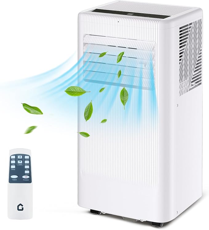 8000 BTU Portable Air Conditioner - 3 in-1 Cooling Unit with Remote, LED Display & 24H Timer, Free Standing AC for Rooms Up
