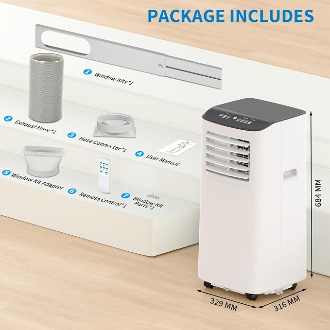 8000 BTU Portable Air Conditioner 3 in 1 Portable AC Unit Dehumidifier Fan Compact Room Air Conditioner for Bedroom Living