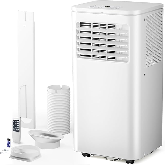 8000 BTU Portable Air Conditioner, 4-in-1 AC Unit with Cooling, Dehumidifier & Fan Modes, Sleep Mode, 24H Timer & Remote