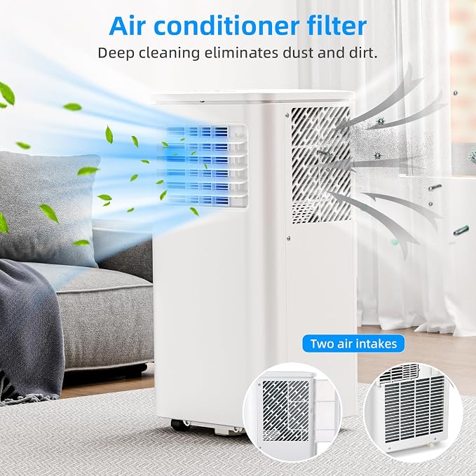 8000 BTU Portable Air Conditioner, 4-in-1 AC Unit with Cooling, Dehumidifier & Fan Modes, Sleep Mode, 24H Timer & Remote