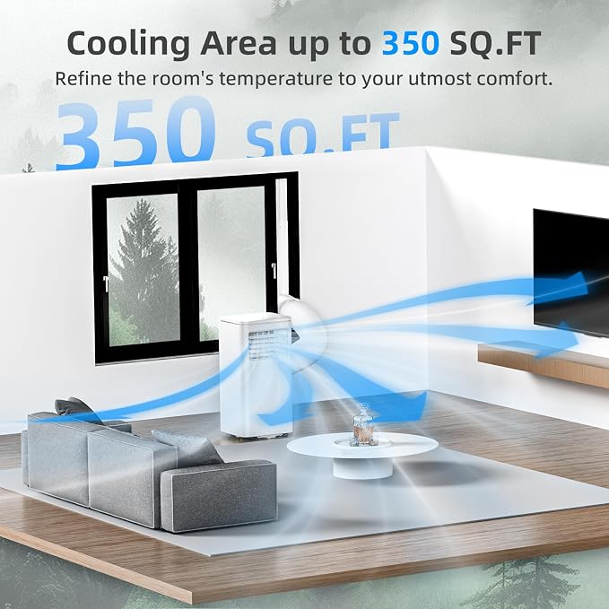 8000 BTU Portable Air Conditioner, 4-in-1 AC Unit with Cooling, Dehumidifier & Fan Modes, Sleep Mode, 24H Timer & Remote