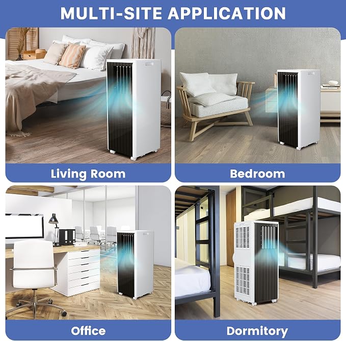 8000 BTU Portable Air Conditioner, 4-in-1 AC Unit with Dehumidifier, Fan and Sleep Mode, Quiet 45dB Cooling for 350 Sq.Ft