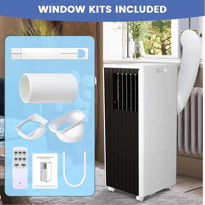8000 BTU Portable Air Conditioner, 4-in-1 AC Unit with Dehumidifier, Fan and Sleep Mode, Quiet 45dB Cooling for 350 Sq.Ft