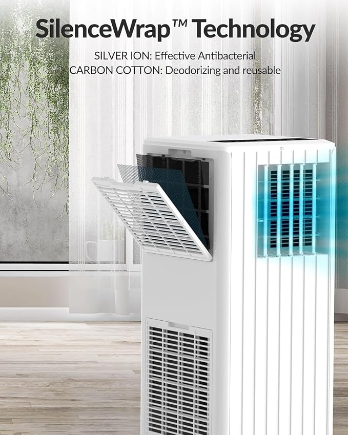 8000 BTU Portable Air Conditioner, 4-In-1 Quiet Portable AC Unit Up to 350 Sq.Ft, Portable Ac With Cooling, Fan