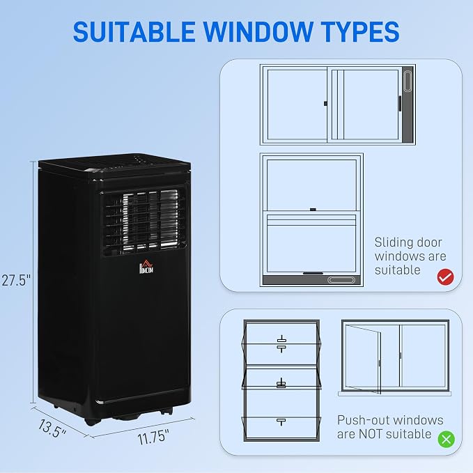 8000 BTU Portable Air Conditioner, for Rooms Up to 344 Sq. Ft., 3-in-1 Portable AC Unit with Dehumidifier, Cooling Fan