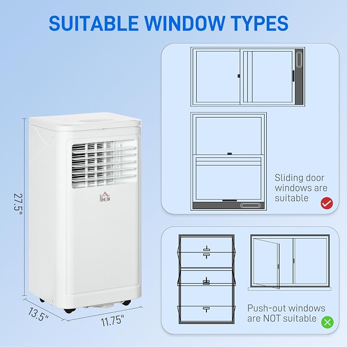 8000 BTU Portable Air Conditioner, for Rooms Up to 344 Sq. Ft., 3-in-1 Portable AC Unit with Dehumidifier, Cooling Fan