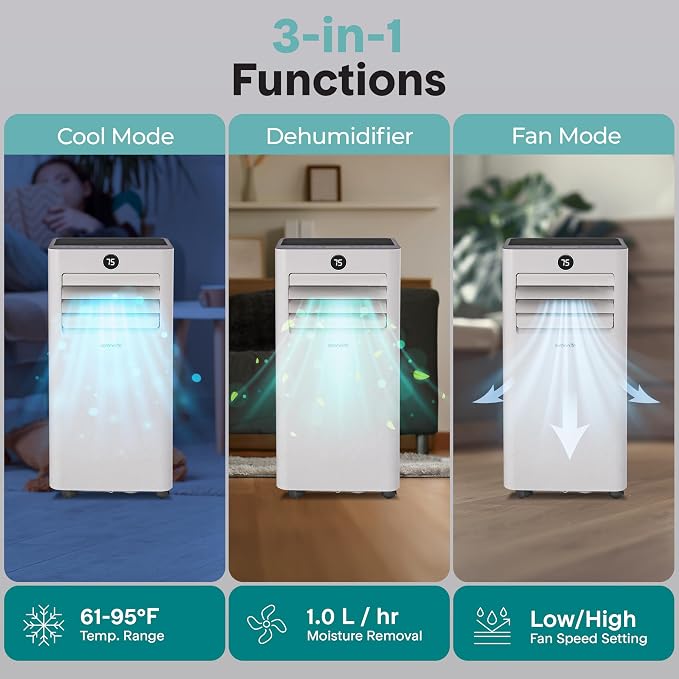 8000 BTU Portable Air Conditioner, Small AC Unit with Dehumidifier and Fan, Mini AC Unit with 350 Sq. Ft., alternate product