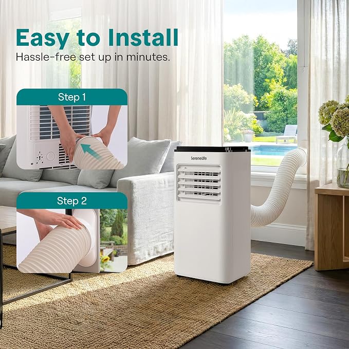 8000 BTU Portable Air Conditioner with Heat, Compact 4-in-1 Portable AC & Heater for Room Up to 350 Sq Ft with Dehumidifier &