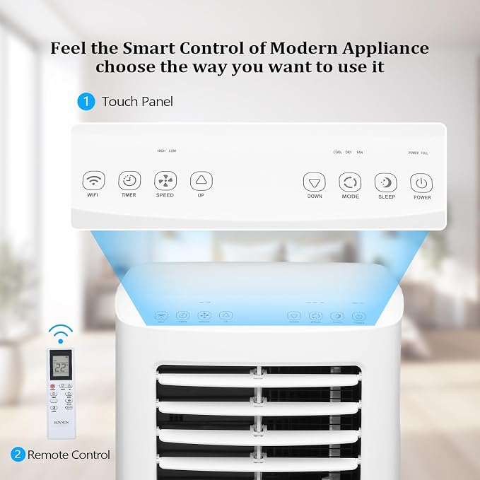 8000 BTU Portable Air Conditioner with Remote Control, 3-in-1 Room AC Unit, Fan & Dehumidifier with Digital Display, 24H