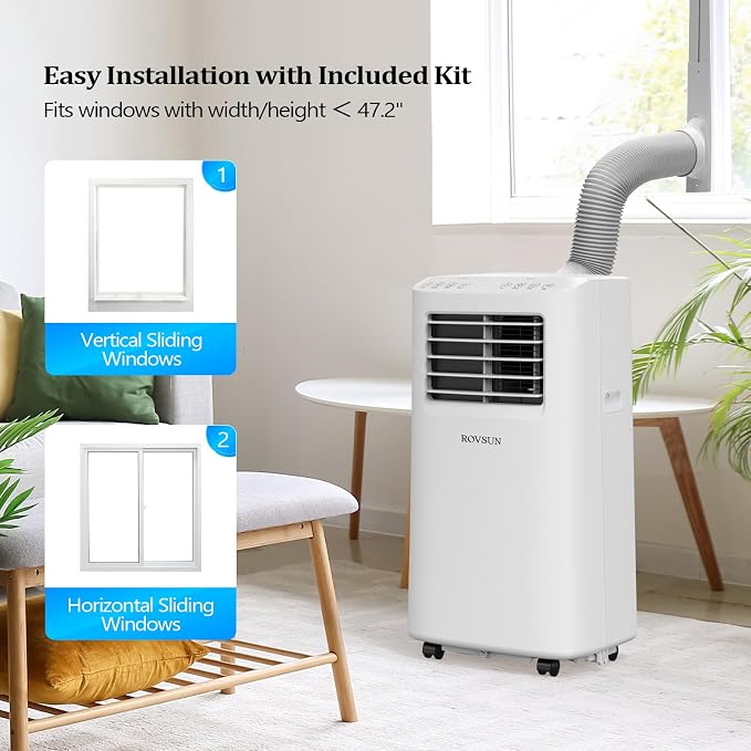 8000 BTU Portable Air Conditioner with Remote Control, 3-in-1 Room AC Unit, Fan & Dehumidifier with Digital Display, 24H