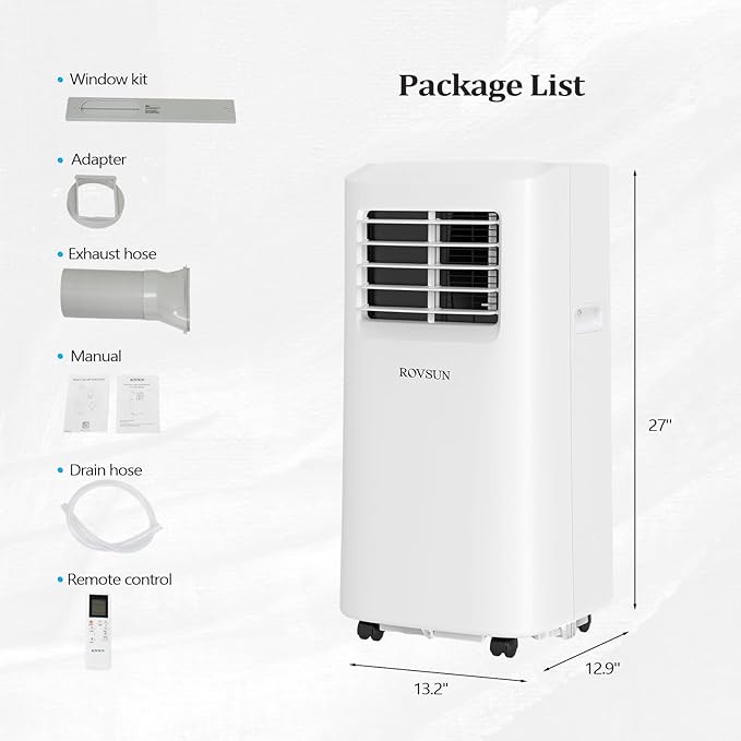 8000 BTU Portable Air Conditioner with Remote Control, 3-in-1 Room AC Unit, Fan & Dehumidifier with Digital Display, 24H