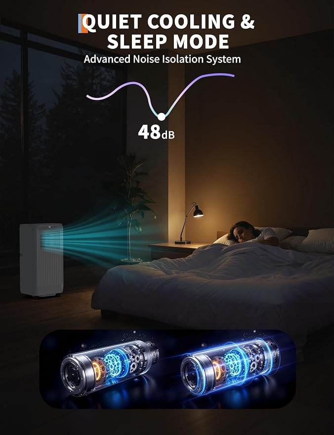 8000 BTU Portable Air Conditioners, 3 in-1 Quiet Portable AC Unit with Efficient Cooling, Remote Control, LED Touch Screen
