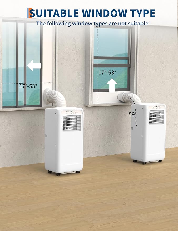 8000 BTU Portable Air Conditioners, 3 in-1 Quiet Portable AC Unit with Efficient Cooling, Remote Control, LED Touch Screen