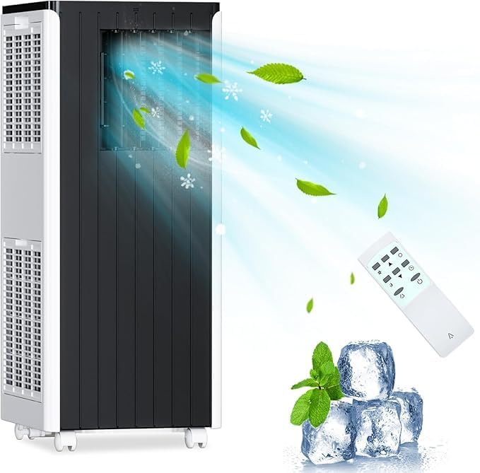 8000 BTU Portable Air Conditioners – Built-in Dehumidifier, Quiet Fan Mode, Remote Control, 24H Timer, Energy-Saving Compact