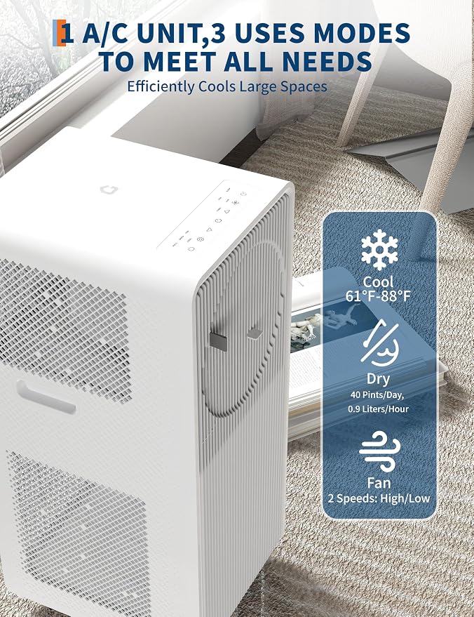 8000 BTU Portable Air Conditioners with Remote Control, 3-in-1 Free Standing Cooling AC Unit with Fan & Dehumidifier, for