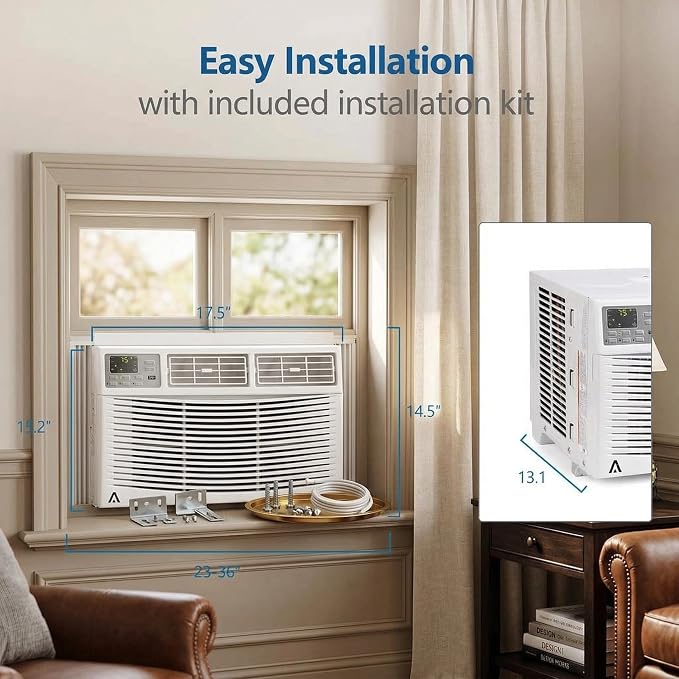8000 BTU Smart Window Air Conditioner with WiFi & App Control, Ultra Quiet 49dB Window AC Unit Cools up to 350 Sq.ft