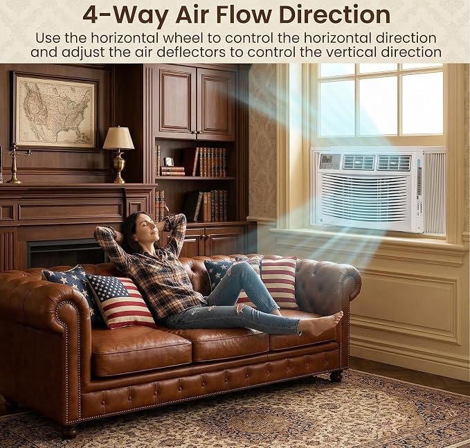 8000 BTU Smart Window Air Conditioner with WiFi & App Control, Ultra Quiet 49dB Window AC Unit Cools up to 350 Sq.ft