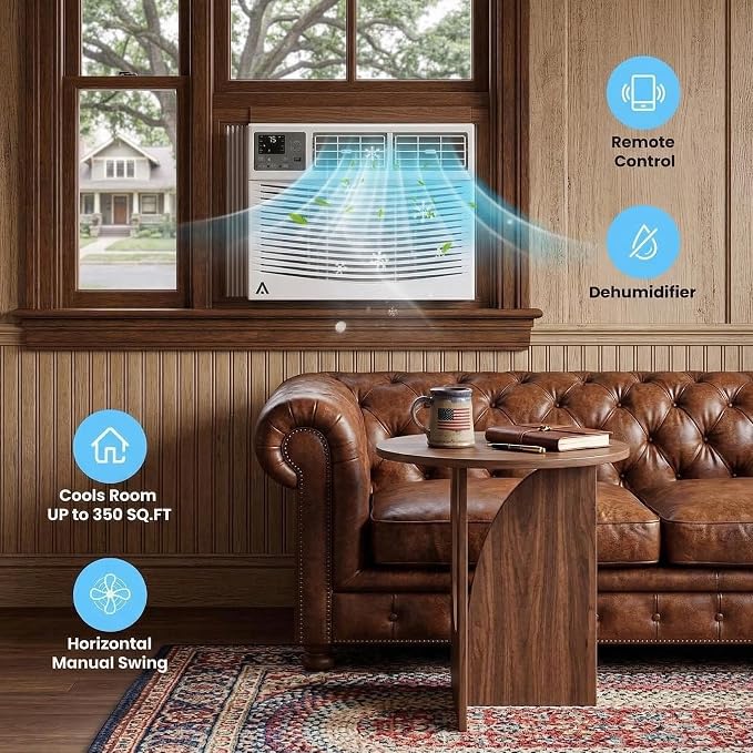 8000 BTU Smart Window Air Conditioner with WiFi & App Control, Ultra Quiet 49dB Window AC Unit Cools up to 350 Sq.ft