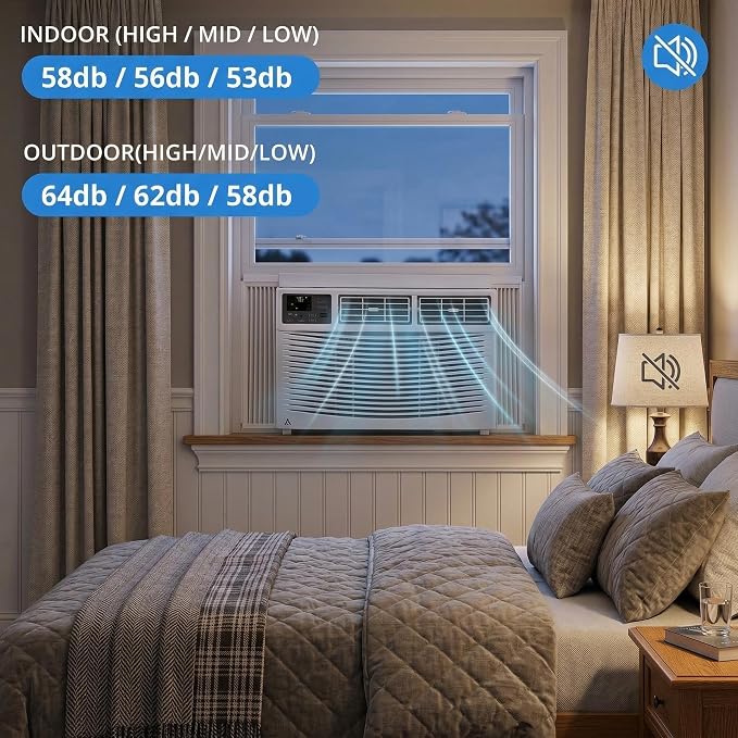8000 BTU Smart Window Air Conditioner with WiFi & App Control, Ultra Quiet 49dB Window AC Unit Cools up to 350 Sq.ft