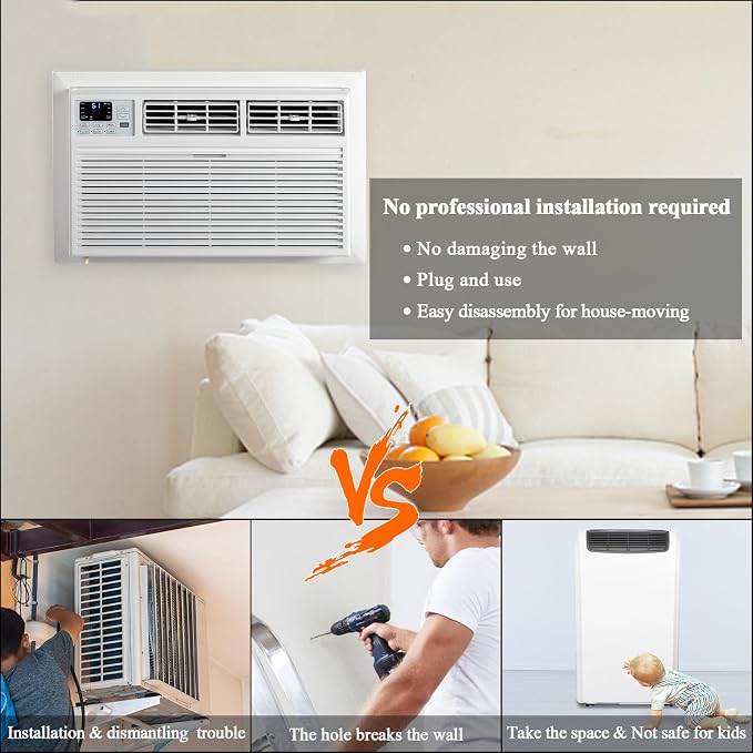 8000 BTU Through the Wall Air Conditioner with Heat, Wall AC Unit Works with Alexa/Google Assistant & Easy Install Kit &