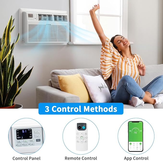 8000 BTU Through the Wall Air Conditioner with Heat, Wall AC Unit Works with Alexa/Google Assistant & Easy Install Kit &