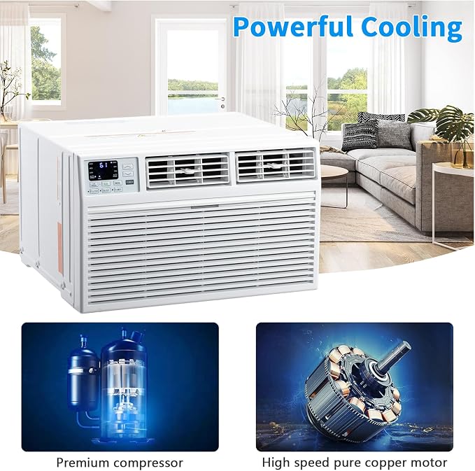 8000 BTU Through the Wall Air Conditioner with Remote Control, 3-in-1 Wall AC Unit, Dehumidifier & Fan with Timer for