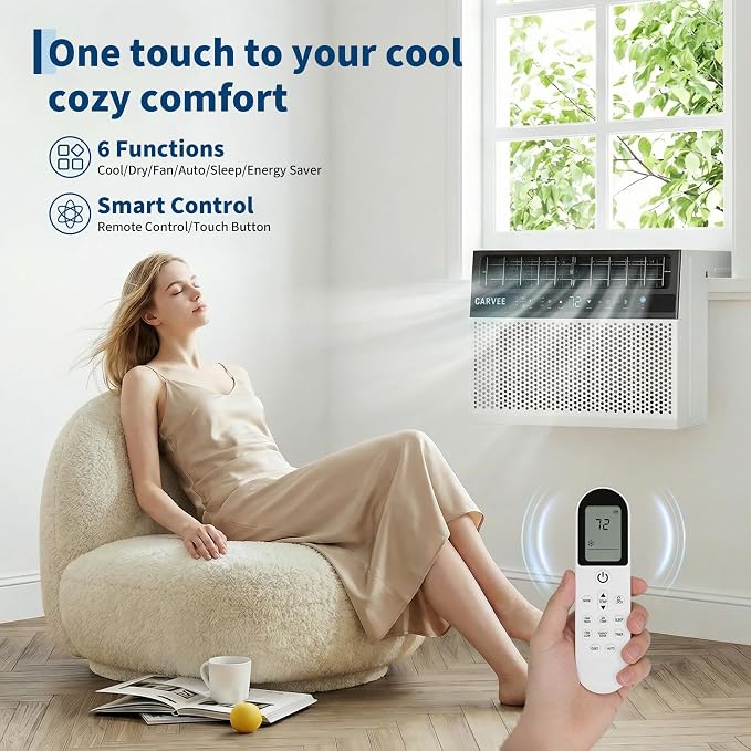 8000 BTU u-Shaped Window Air Conditioner, Cools 350 Sq ft, Ultra Quiet with Open Window Flexibility, Remote Control, Ideal