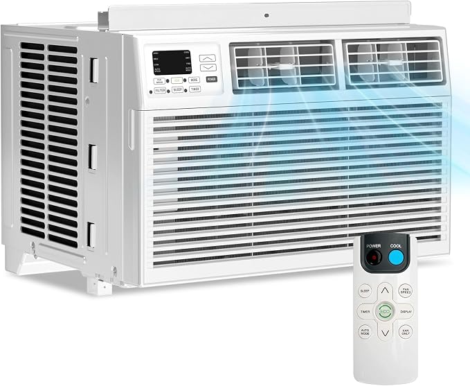 8000 Btu Window Air Conditioner,AC Window Unit Up to 350 Sq.Ft,24H Timer,Remote Control,Easy Install,Air Conditioner for