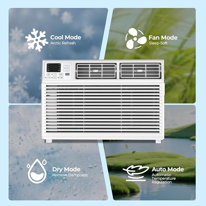 8000 Btu Window Air Conditioner,AC Window Unit Up to 350 Sq.Ft,24H Timer,Remote Control,Easy Install,Air Conditioner for