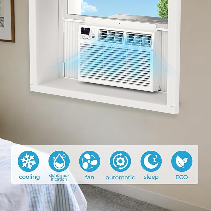 8000 Btu Window Air Conditioner,AC Window Unit Up to 350 Sq.Ft,24H Timer,Remote Control,Easy Install,Air Conditioner for