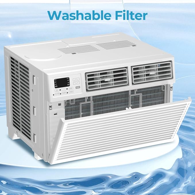 8000 Btu Window Air Conditioner,AC Window Unit Up to 350 Sq.Ft,24H Timer,Remote Control,Easy Install,Air Conditioner for