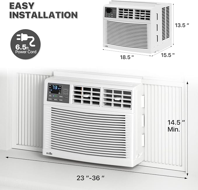 8000 BTU Window Air Conditioner, ac window unit with Remote & Washable Filter, Dehumidifier, Fan, Cools Up to 350 Square