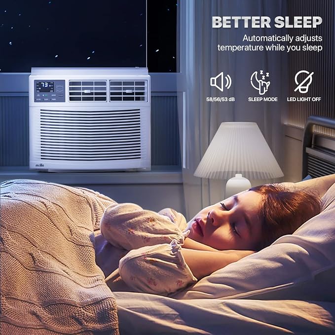8000 BTU Window Air Conditioner, ac window unit with Remote & Washable Filter, Dehumidifier, Fan, Cools Up to 350 Square