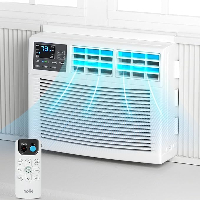 8000 BTU Window Air Conditioner, ac window unit with Remote & Washable Filter, Dehumidifier, Fan, Cools Up to 350 Square