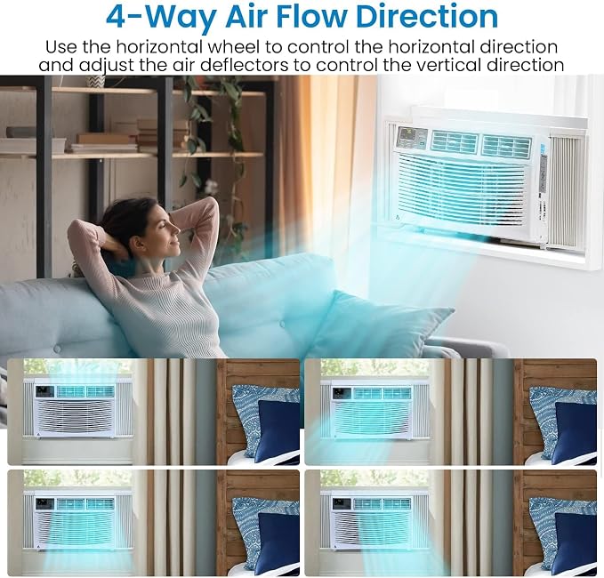 8000 BTU Window Air Conditioner, Energy Saving Window AC Unit with WiFi, Remote Control, App Control & Timer Function for