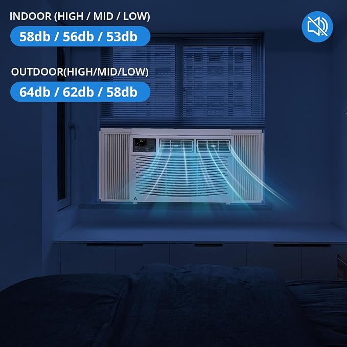 8000 BTU Window Air Conditioner, Quiet Energy Efficient AC Unit with Mechanical Controls, 7-Speed Cooling, Reusable Filter