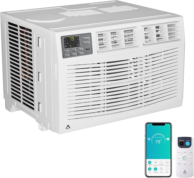 8000 BTU Window Air Conditioner, Turbo Fast Cooling, WiFi-Enabled Smart Control, Quiet Room AC Unit for Spaces Up to 350 Sq.