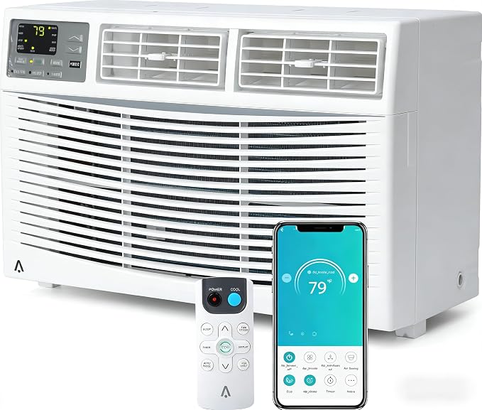 8000 BTU Window Air Conditioner, Window AC Unit 115V Cools Up to 350 Sq.Ft, Energy Saving with Remote & App Control & Timer
