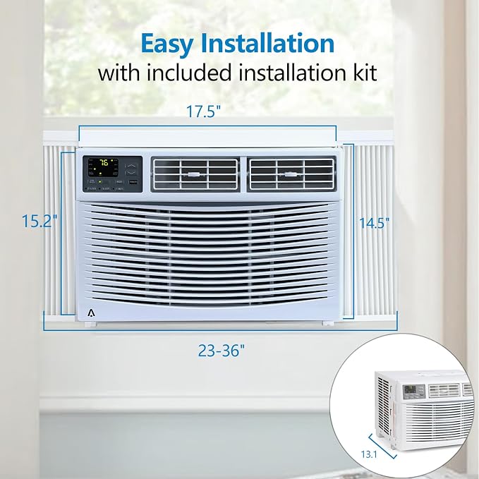 8000 BTU Window Air Conditioner with WiFi, Smart Window AC Unit Cools 350 Sq ft, Works with App & Remote, Ultra Quiet Sleep