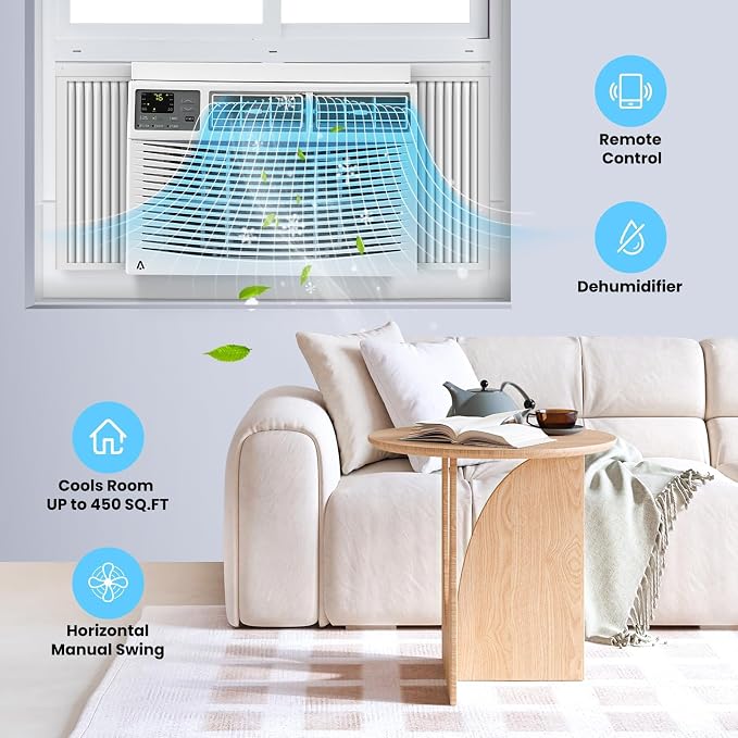 8000 BTU Window Air Conditioner with WiFi, Window AC Unit with Remote & App Control, Timer Function & Easy, alternate view 3