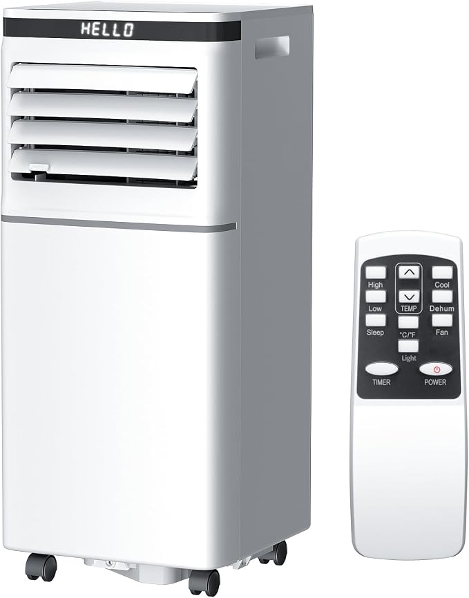 8000BTU Portable Air Conditioner 3-in-1 with 24H Timer,Sleep Mode, Dehumidifier, 2 Fan Speeds, Fast Cooling AC Unit with