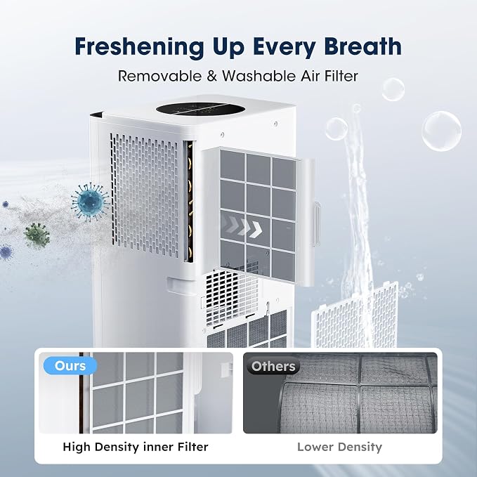 8000BTU Portable Air Conditioners Smart AC Unit with App & Remote Control 3-in-1 Cooling, Dehumidifier, Fan for Rooms up to