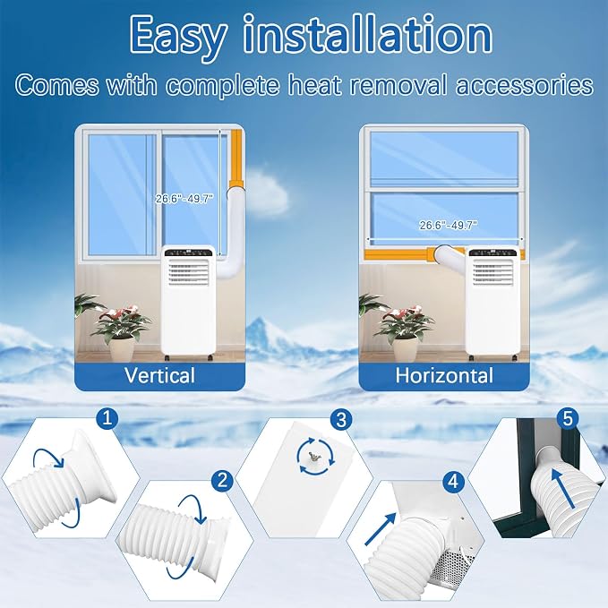 8000BTU Portable Air Conditioners With Fan & Dehumidifier, 3-in-1 Quiet Portable AC Unit, Cools Up to 400 Sq.Ft, 24H Timer