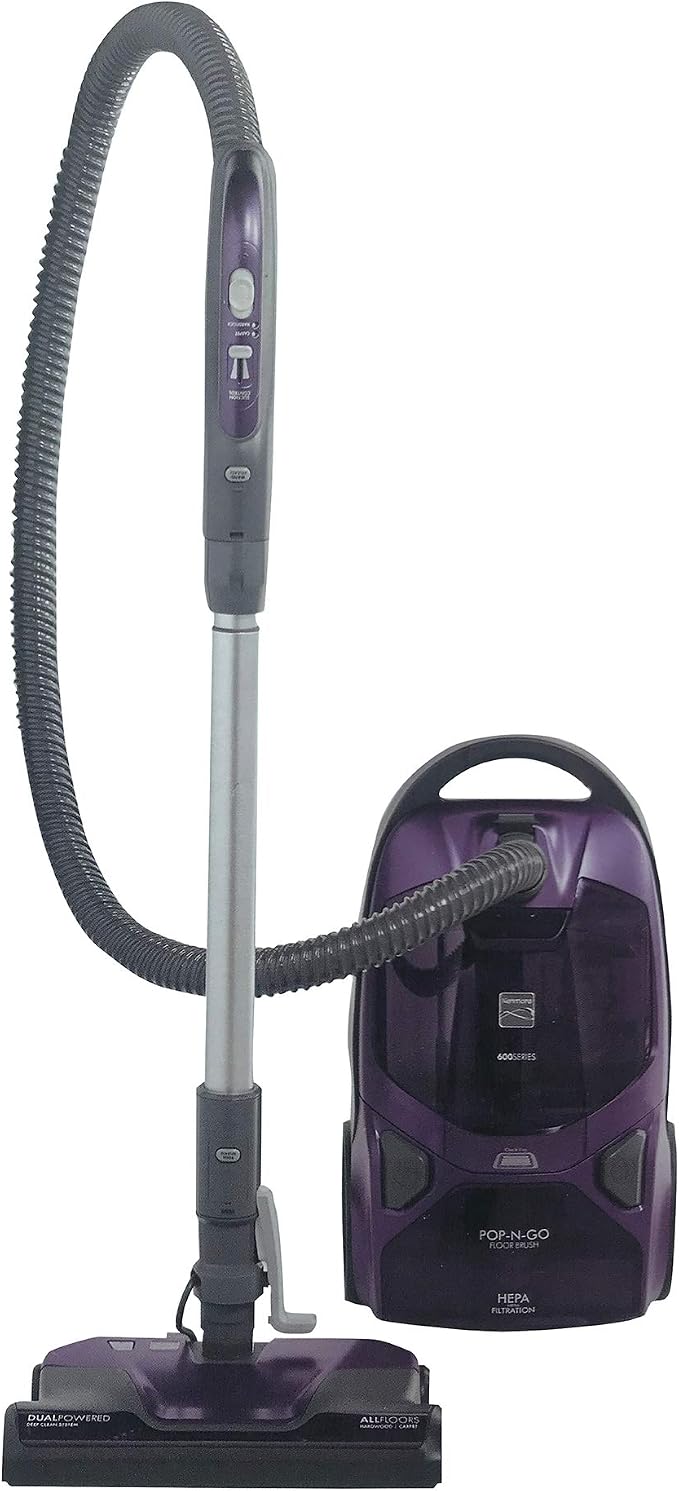 81614 600 Series Pet Friendly Lightweight Bagged Canister Vacuum with Pet PowerMate, Pop-N-Go Brush, 2 Motors, HEPA, Aluminum