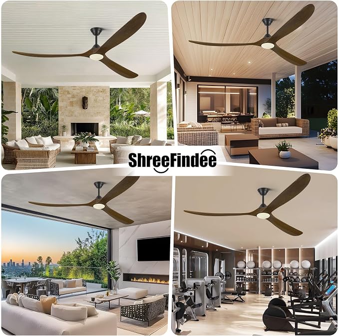 82 Inch Large Outdoor Ceiling Fans with Lights, Smart Ceiling Fan with Remote/APP/Alexa Control, Rustic Farmhouse Damp Rated