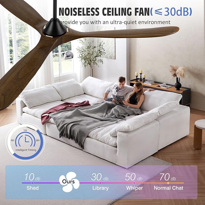 82 Inch Large Outdoor Ceiling Fans with Lights, Smart Ceiling Fan with Remote/APP/Alexa Control, Rustic Farmhouse Damp Rated