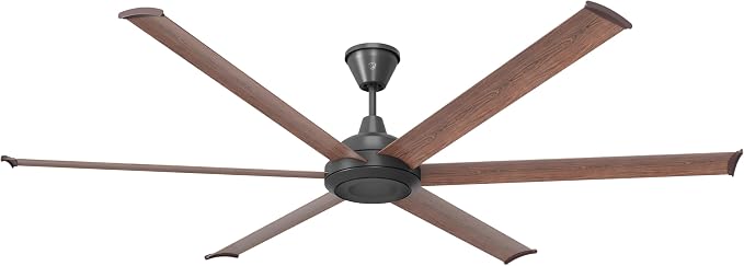 84" Bison Ceiling Fan with LED Light, Black Motor, Walnut Foils, WiFi Smart Control, Extra-Large Room Indoor