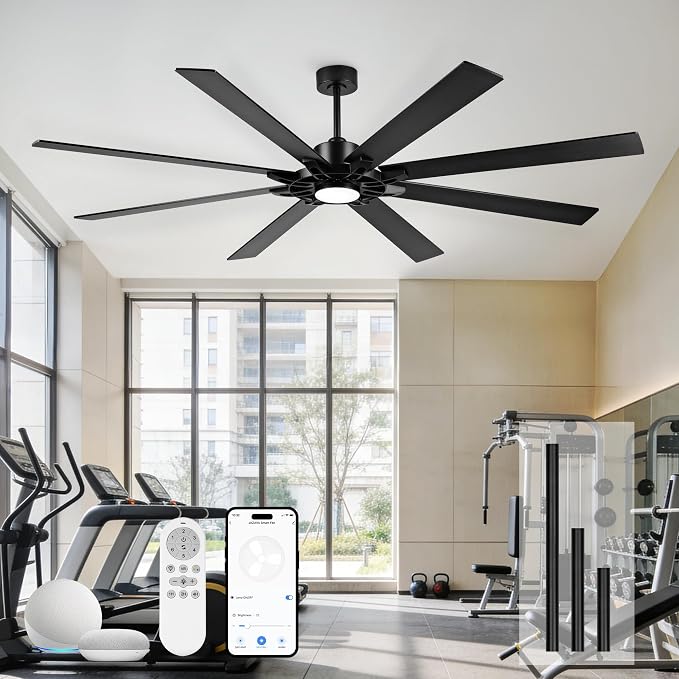 84 Inch Ceiling Fan,Large Indoor Outdoor Ceiling Fan for High Ceilings,Covered Patio & Garage,Smart Ceiling Fan Compatible